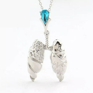 Gold/Silver Colors Lungs Necklace with Crystal Pendant Biology Jewelry For Doctor/Nurse