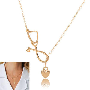 Fashion Stethoscope Lariat Pendant Necklace Alloy Love Heart Necklaces Jewelry