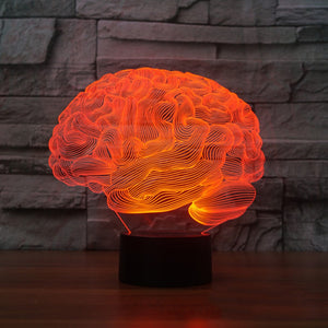 Brain Shape 3D Illusion Lamp & Mood Light 7 Color