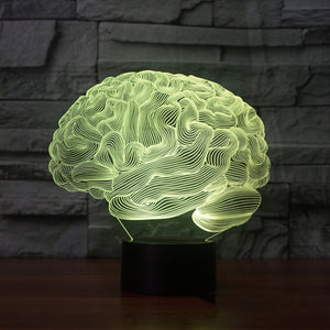 Brain Shape 3D Illusion Lamp & Mood Light 7 Color