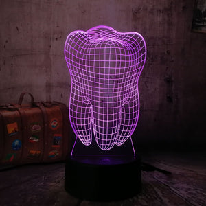 New 3D Tooth Teeth LED Night Light Colorful