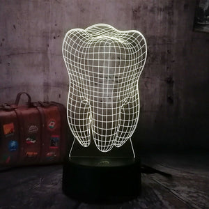 New 3D Tooth Teeth LED Night Light Colorful