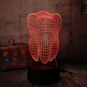 New 3D Tooth Teeth LED Night Light Colorful