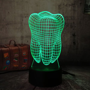 New 3D Tooth Teeth LED Night Light Colorful