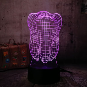 New 3D Tooth Teeth LED Night Light Colorful